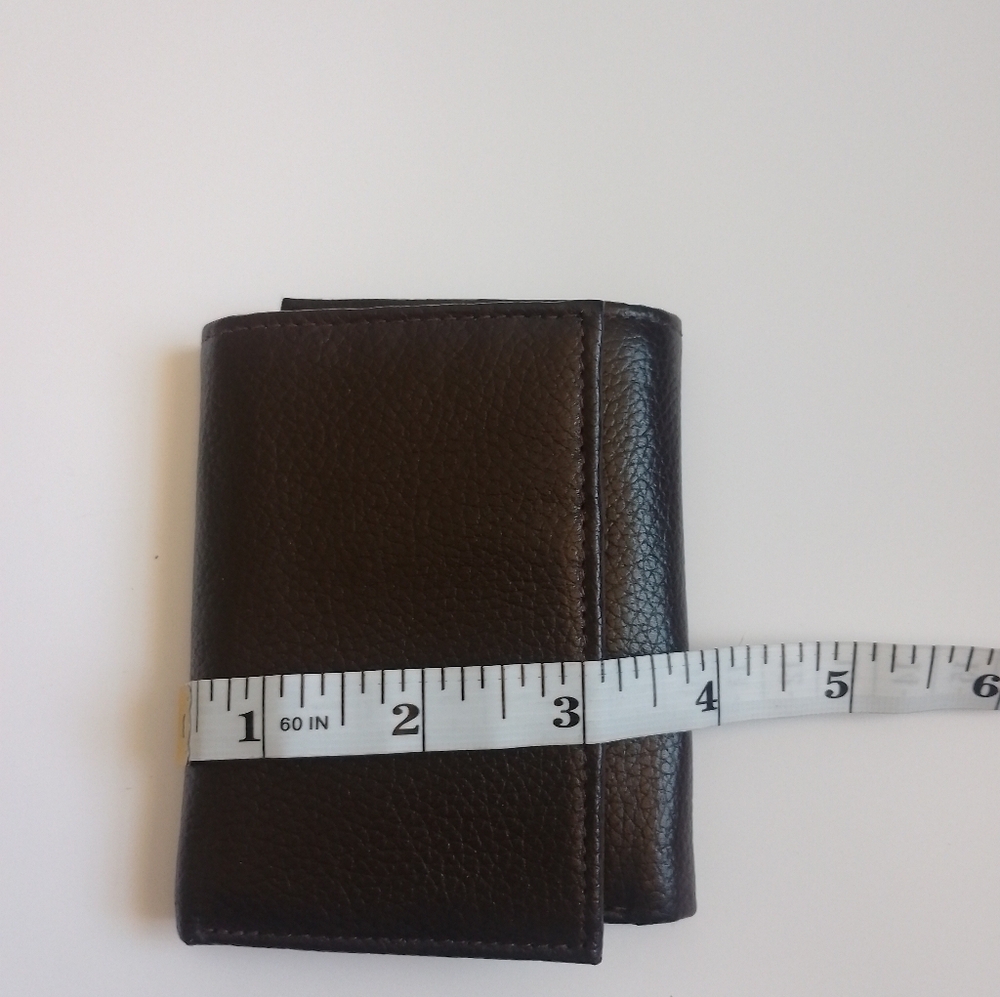 Men's trifold wallet genuine leather dark brown - Picture 7 of 9